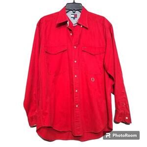 Vintage Tommy Hilfiger Classic Red Button Shirt Size M